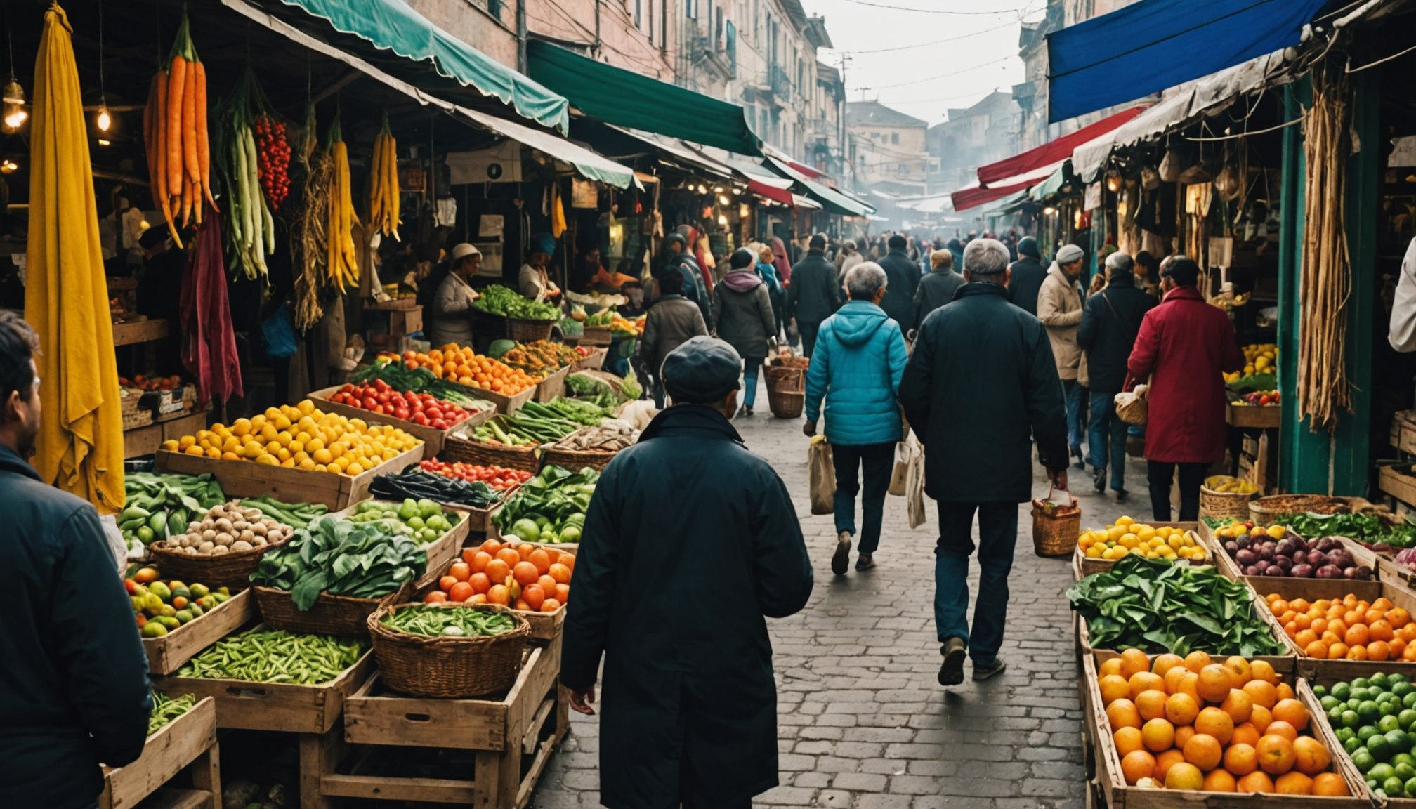 Illustration : alement ouverts gratuitement flâner dans les marchés locaux — voyage économique : astuces pour réduire les coûts