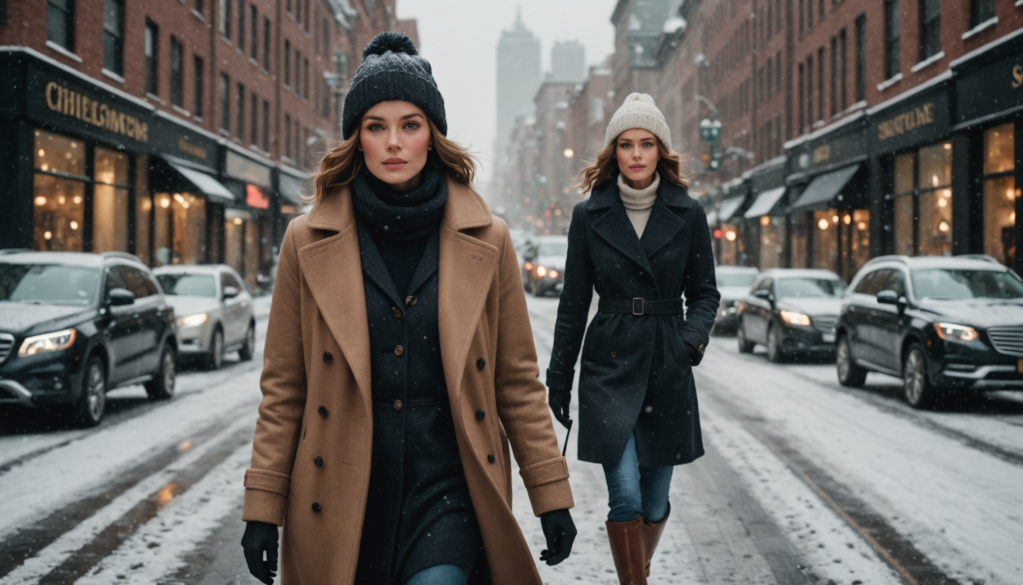 Illustration : hiver : manteau long en laine, bottes cavalières, — fusionner élégance et dynamisme dans votre garde-robe