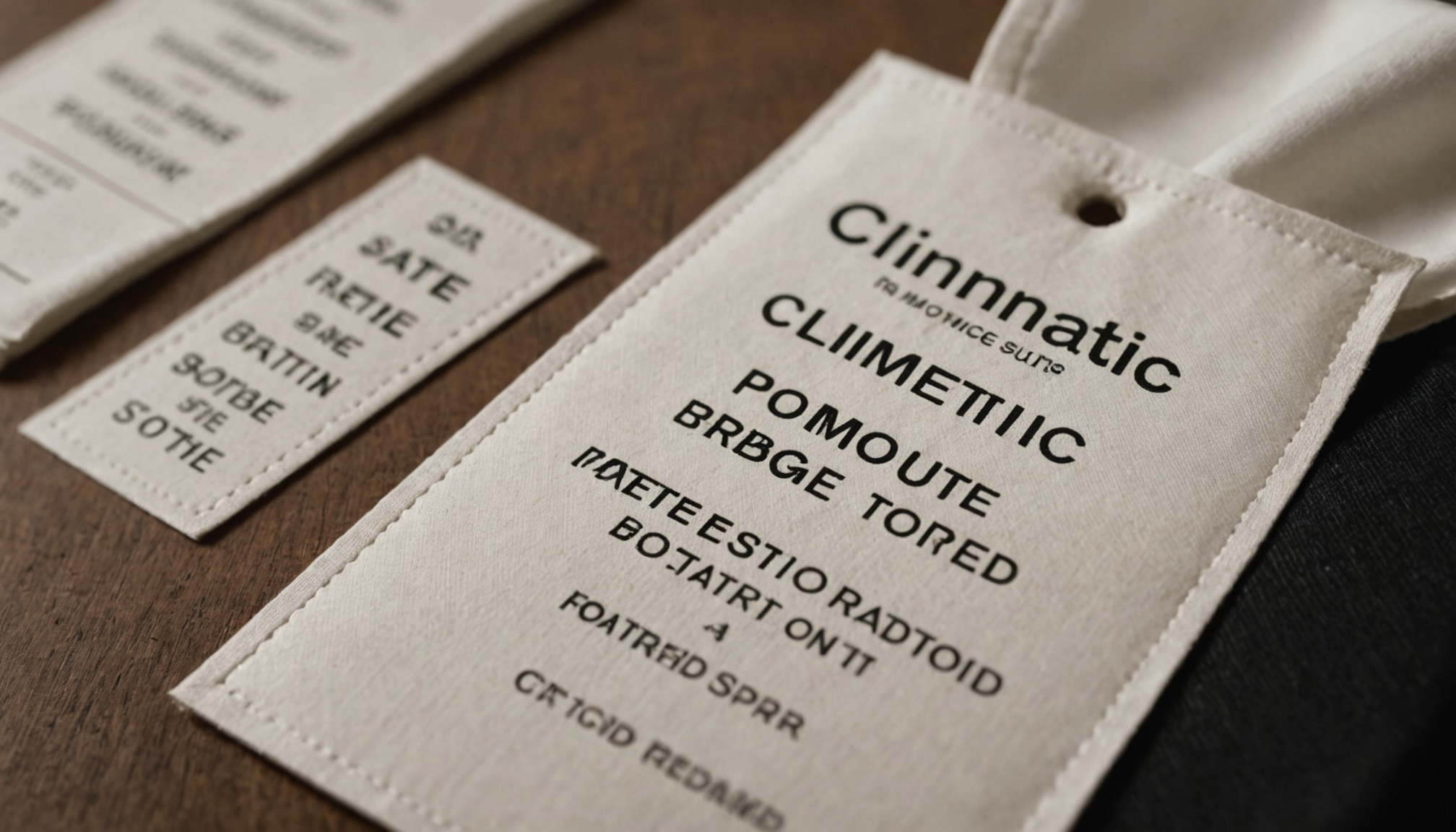 étiquettes pour les vêtements — upport classique reste le satin blanc ou écru,