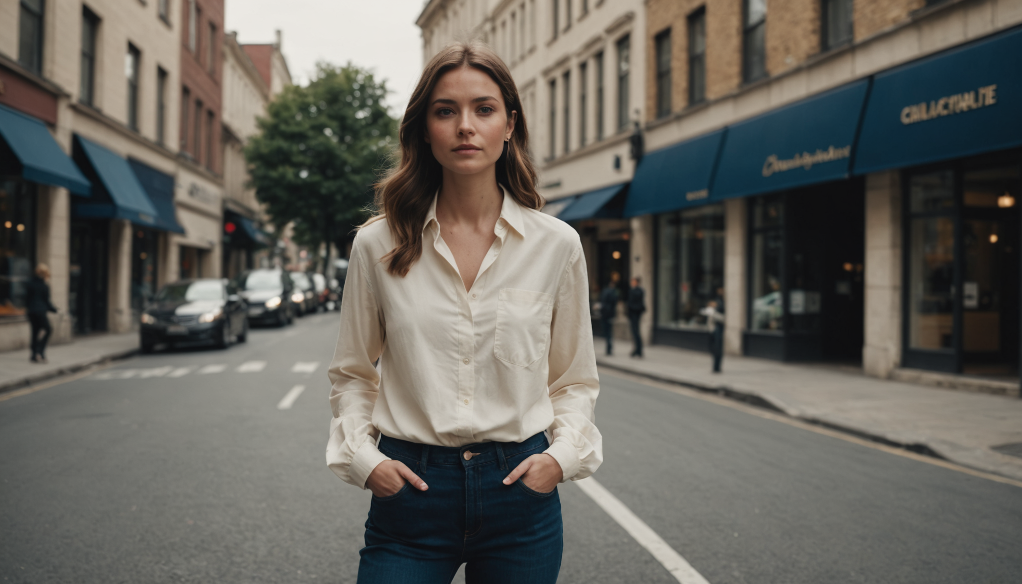 5 astuces pour allier style et silhouette élancée — un jean brut associé à un chemisier crème