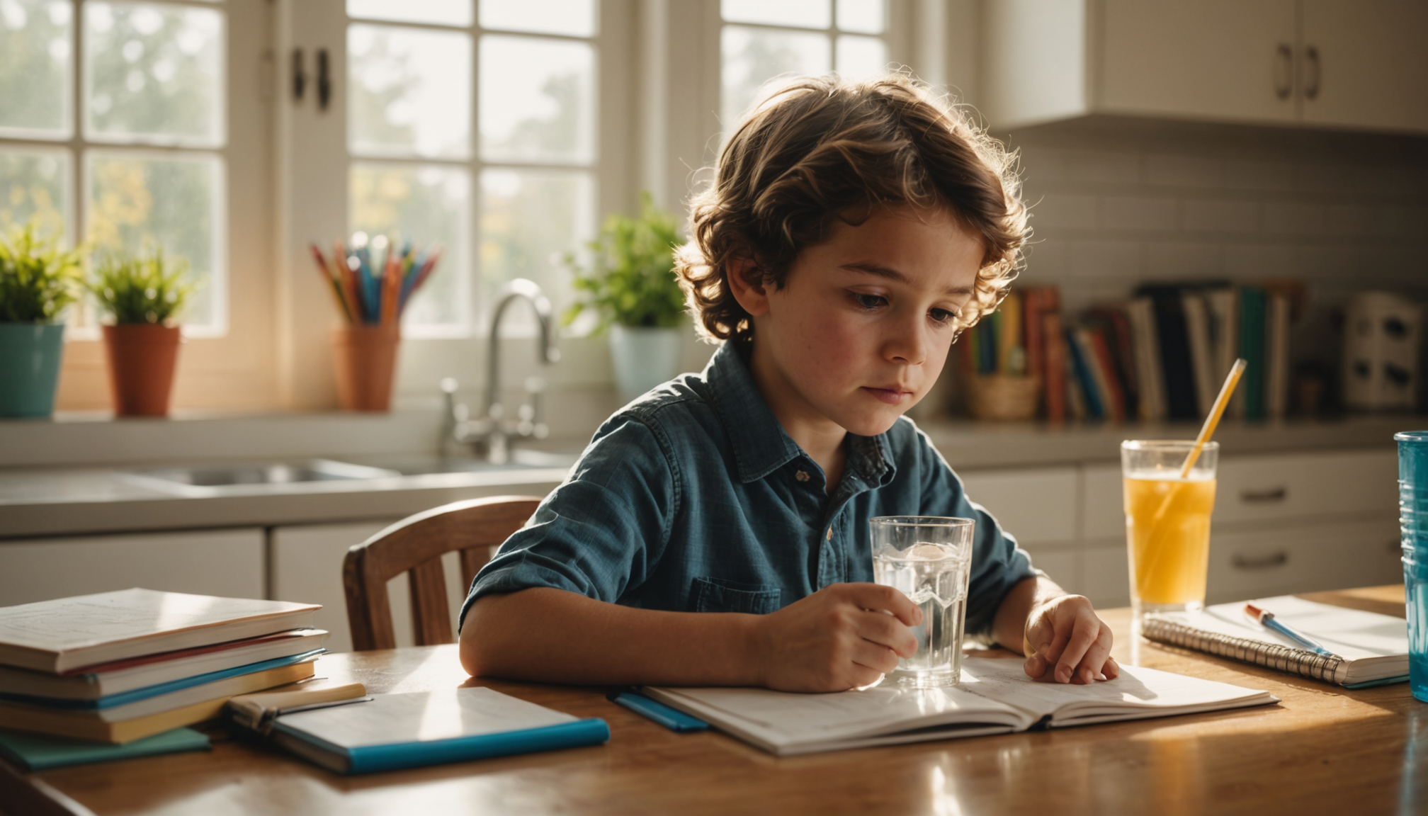 Illustration : l'hydratation joue également un rôle majeur. une déshydratation — habitudes qui favorisent la réussite scolaire des enfants