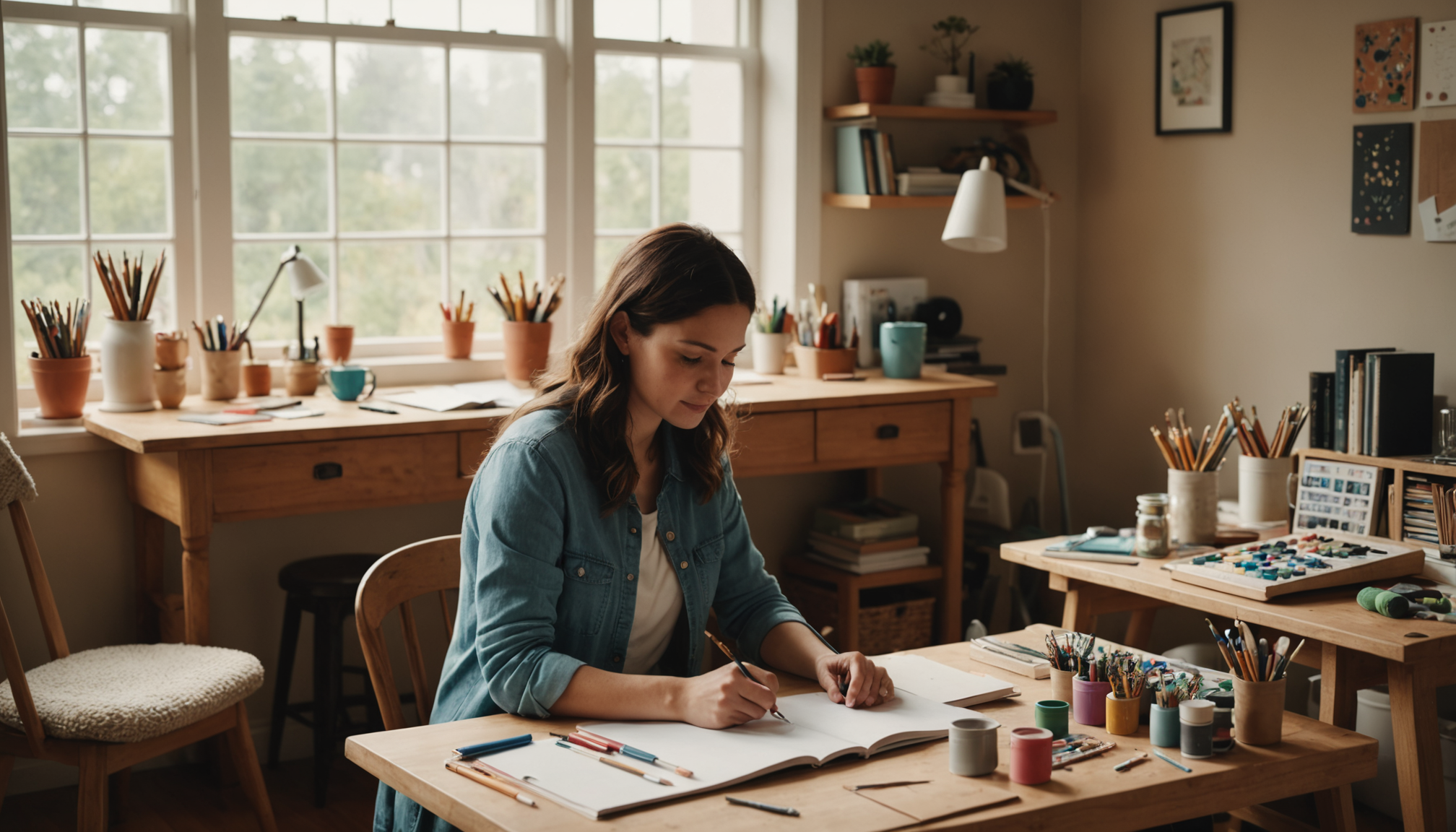 Illustration : même modeste, un coin réservé à vos activités — loisirs créatifs qui aident à réduire le stress