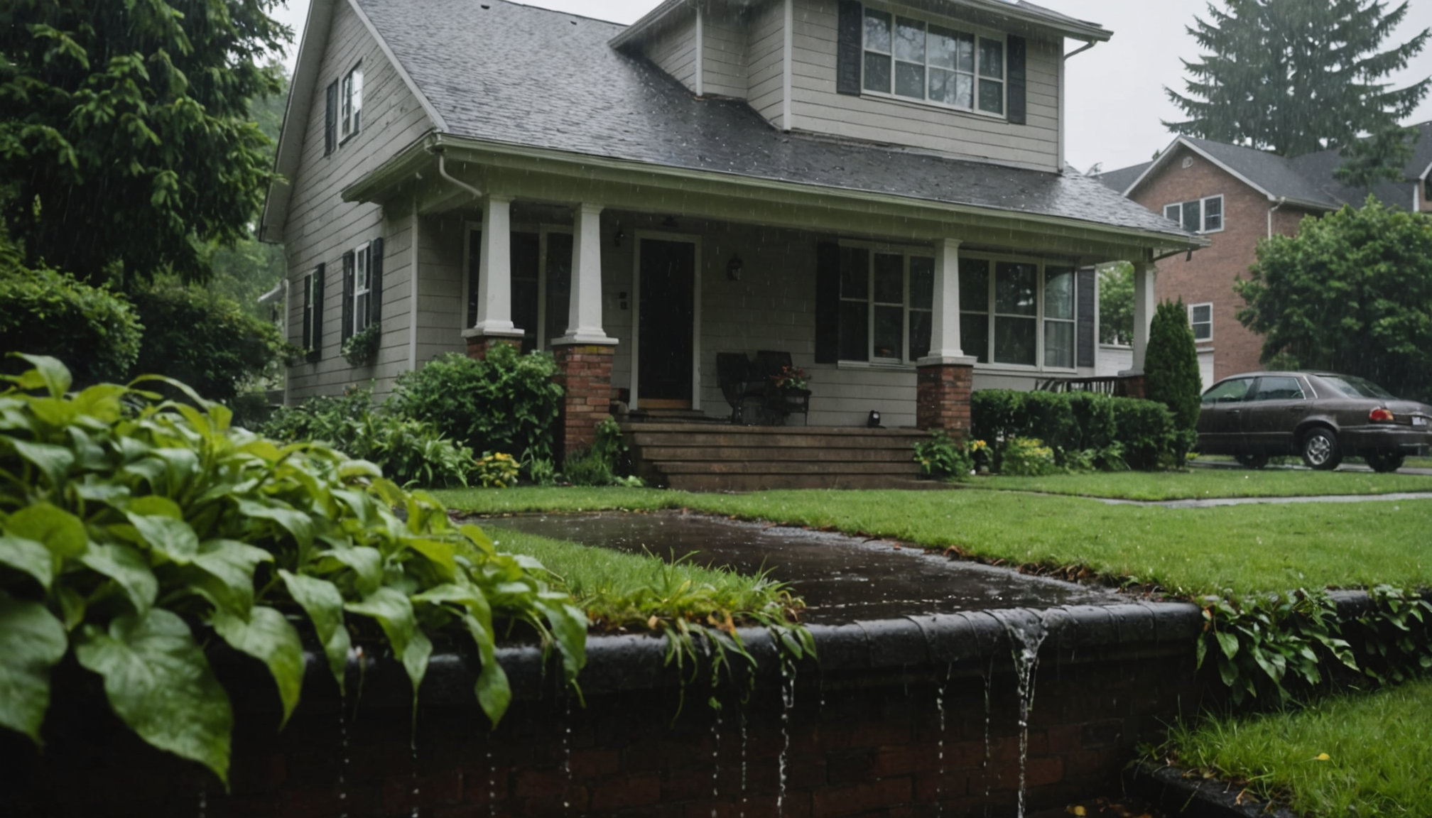 ce que vous ignorez sur la durabilité de votre maison — une gouttière obstruée déborde et déverse des litres