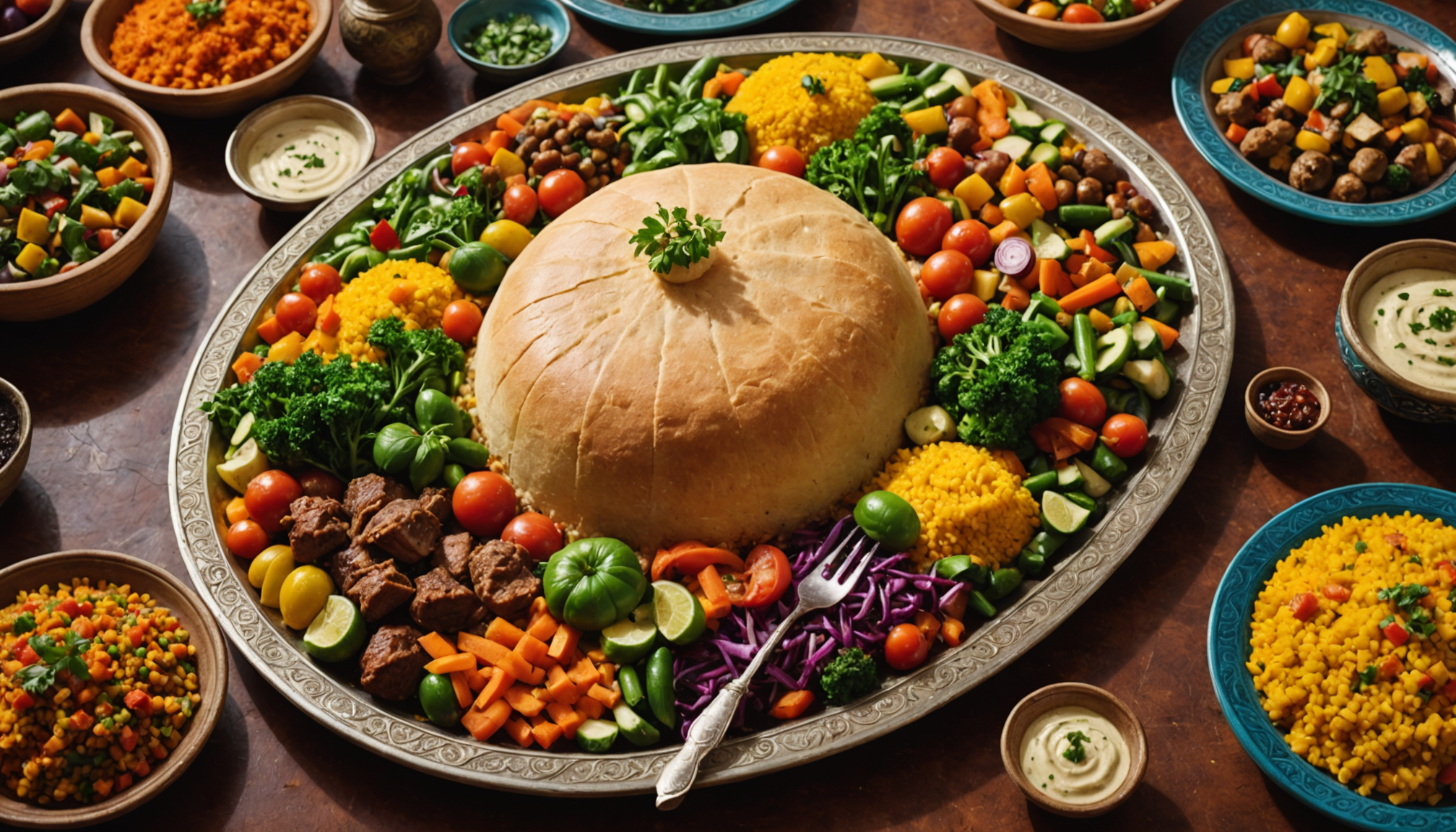 cuisine orientale : recettes faciles inspirées du maghreb — dressez la semoule en dôme dans un grand
