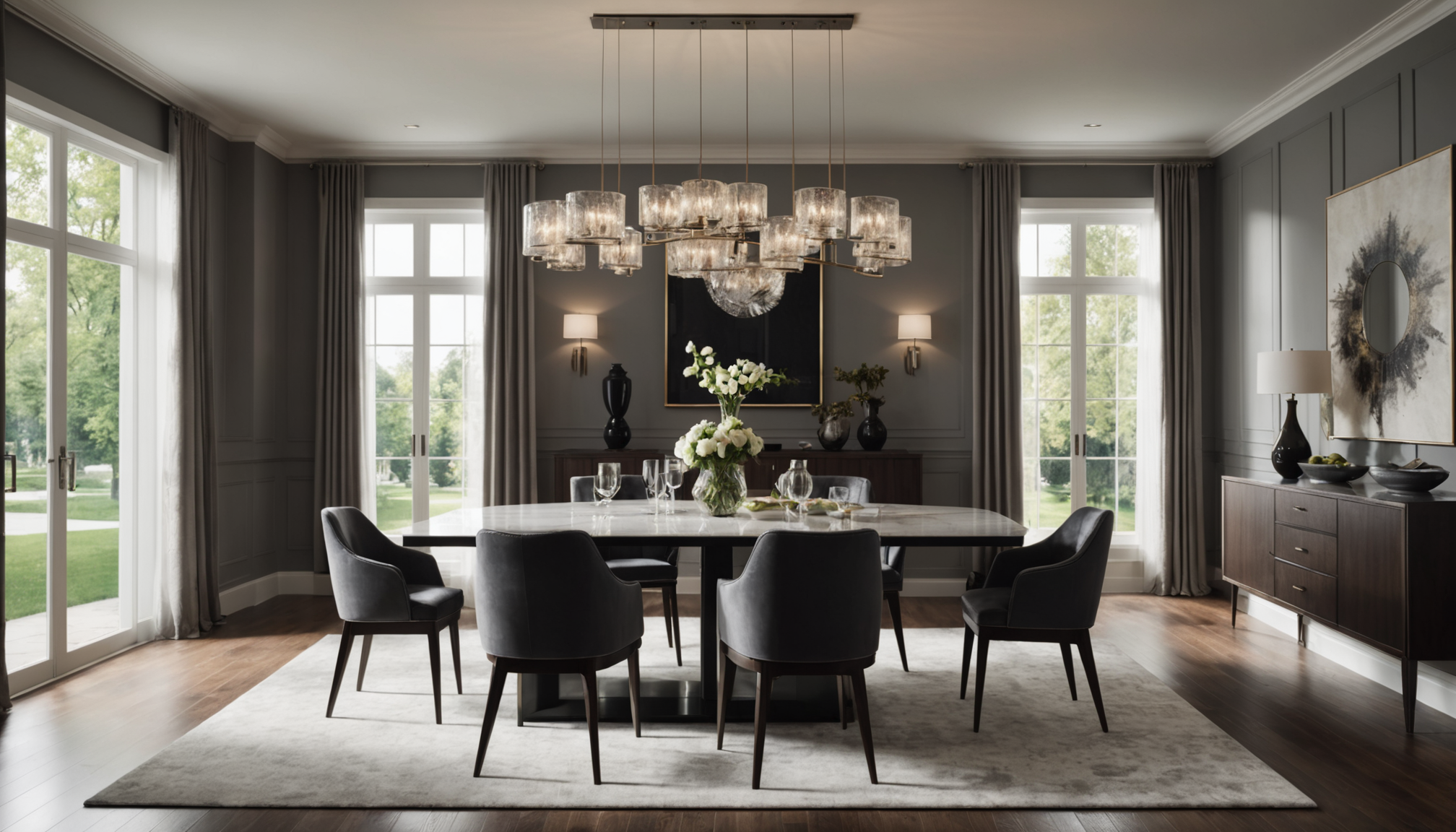 Illustration : acés donnent l'illusion d'agrandir la pièce en reflétant — secrets pour transformer votre salle à manger en espace moderne