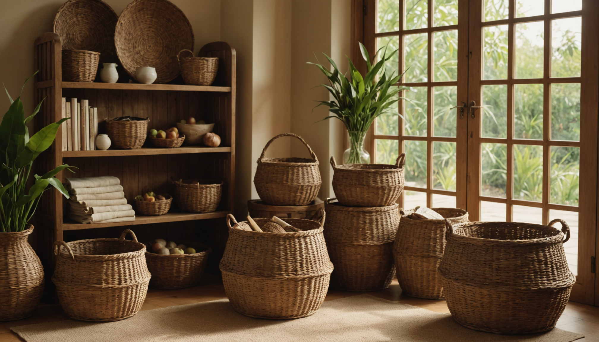 décoration naturelle : intégrer les matières brutes chez soi — les paniers tressés en osier, rotin ou bambou