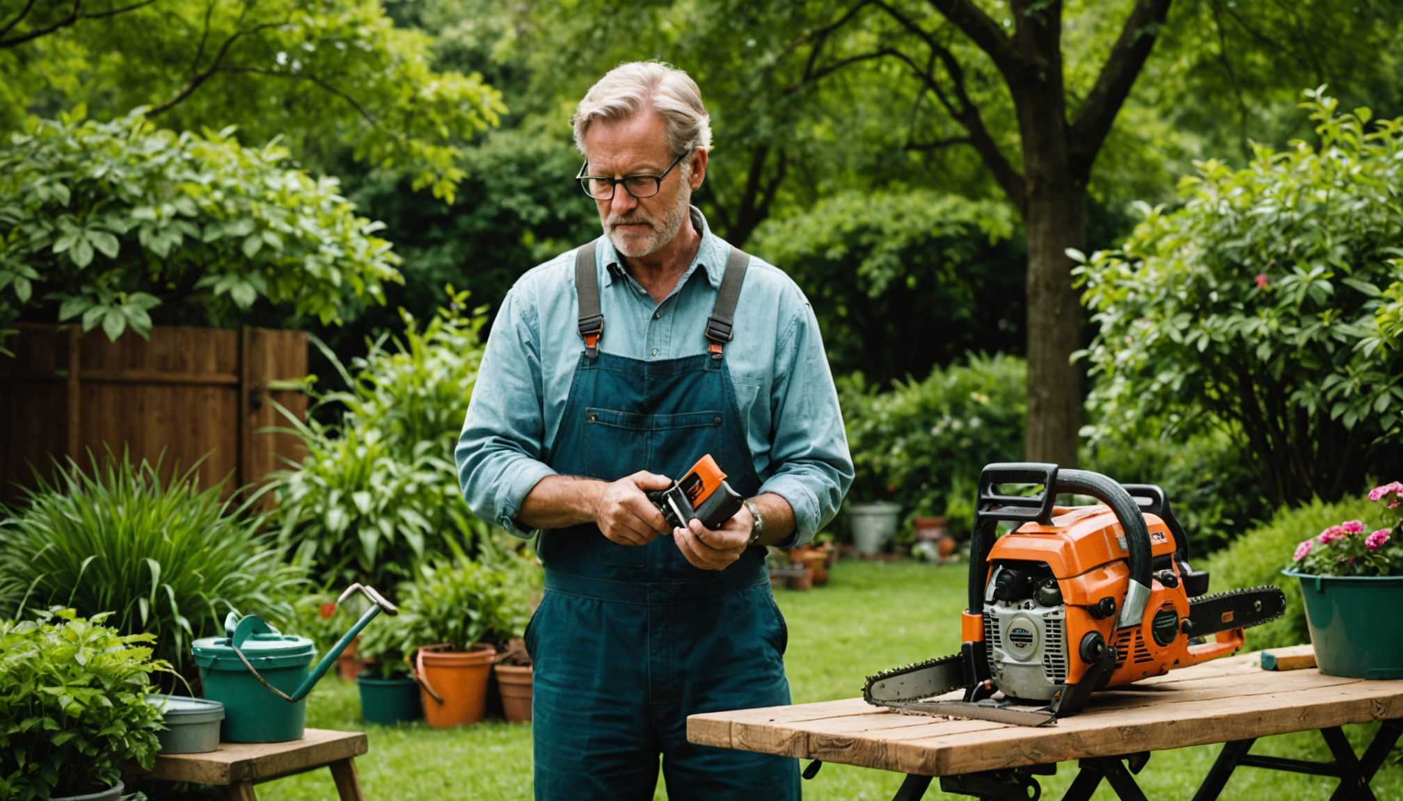 Illustration : la tronçonneuse s'impose pour l'abattage d'arbres ou le — bien choisir son matériel pour faciliter l'entretien du jardin