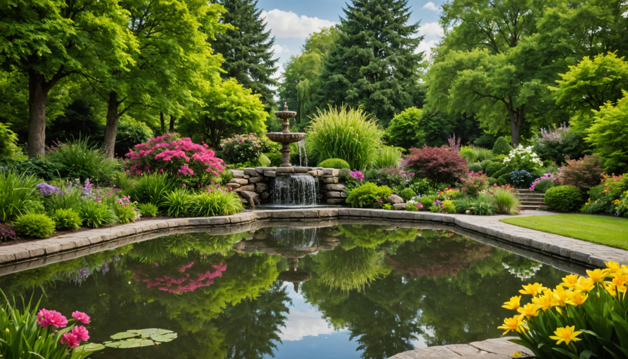 Illustration : adaptez l'échelle du point d'eau à celle du — éléments indispensables pour un jardin harmonieux