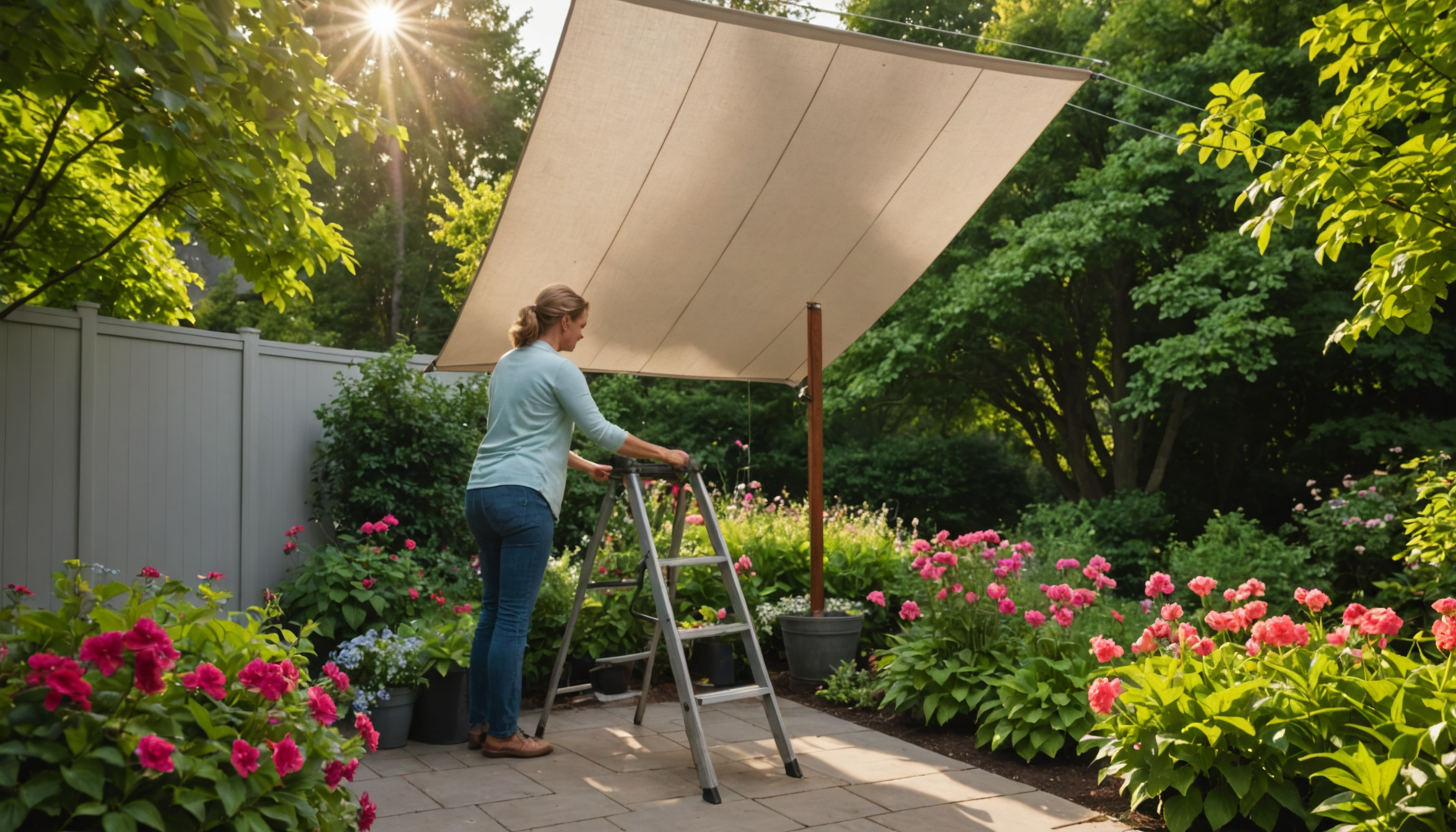 Illustration : évitez absolument les nettoyeurs haute pression qui endommagent — couvrir sa terrasse avec un voile d'ombrage : le guide complet