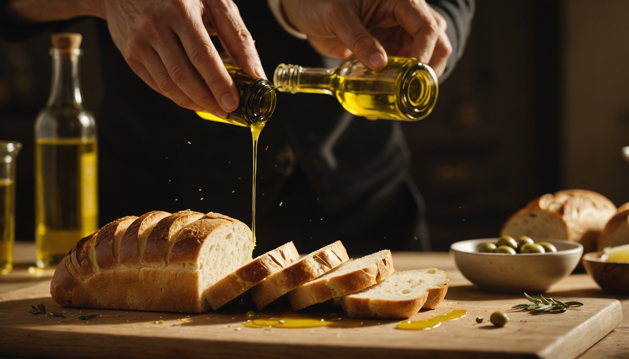 secrets cachés : l'huile d'olive primée à découvrir — la mise en bouche dévoile la texture :