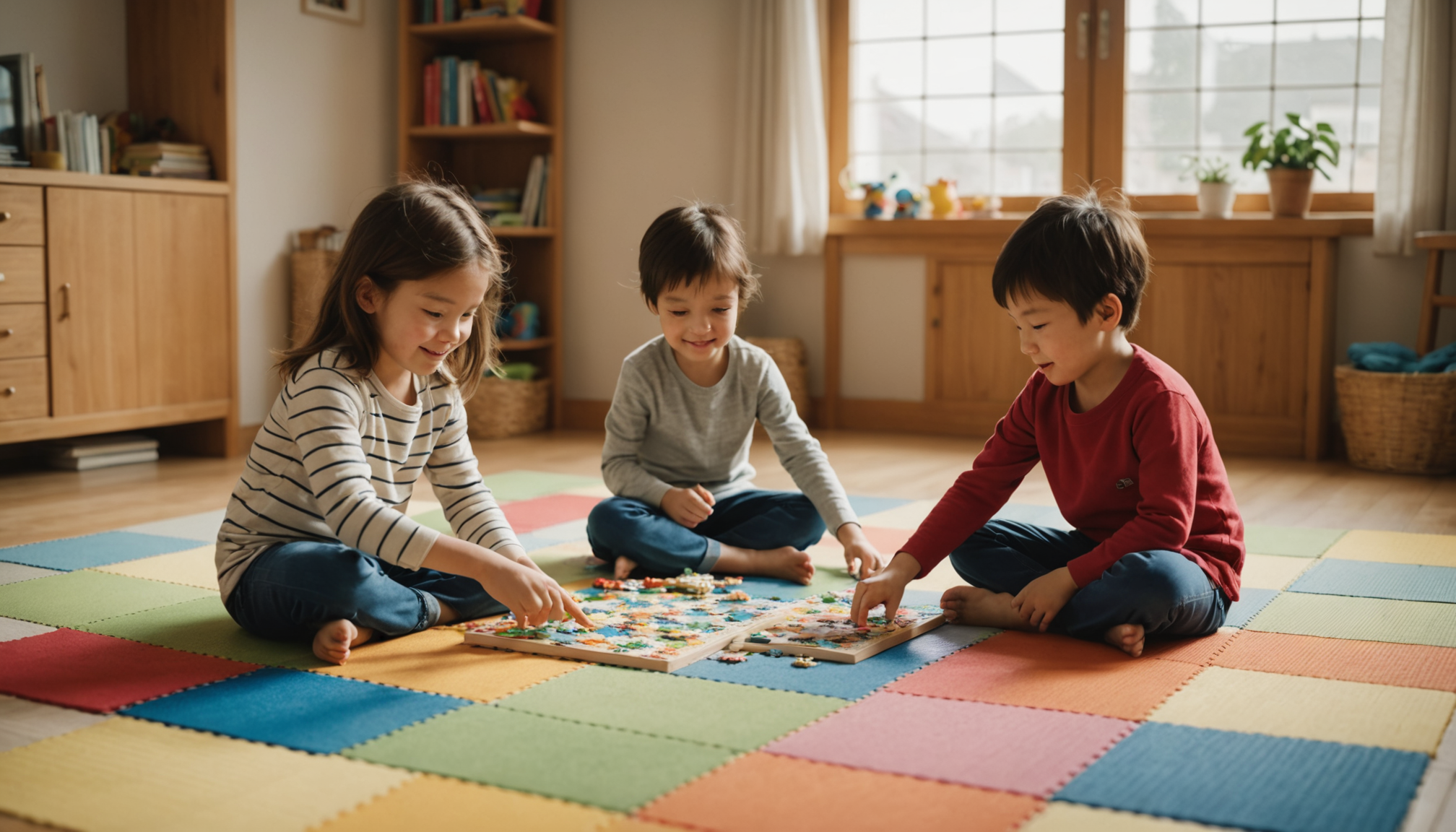 Illustration : la pose des tatamis ne requiert aucune compétence — avantages offrent les tatamis squarefloor aux enfants ?