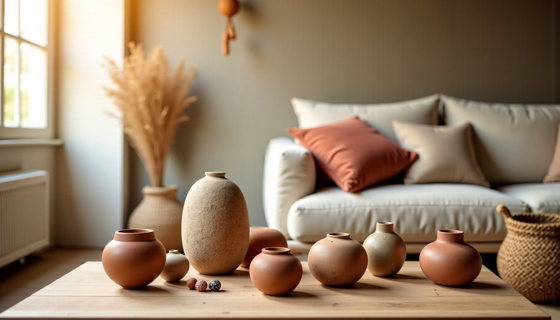 Illustration : les objets artisanaux apportent une touche d'authenticité précieuse. — idées déco pour un salon à la fois libre, doux et sophistiqué