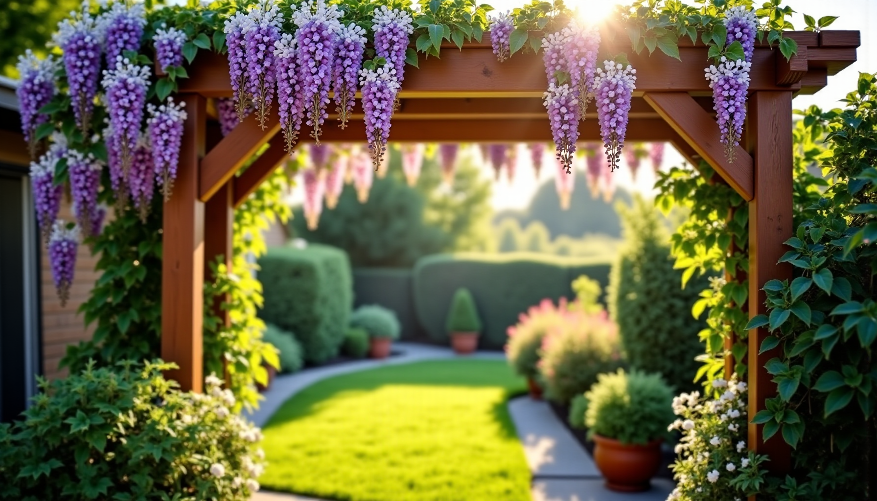 Illustration : les pergolas et treillages habillés de plantes grimpantes — créer un espace vert chez soi ?