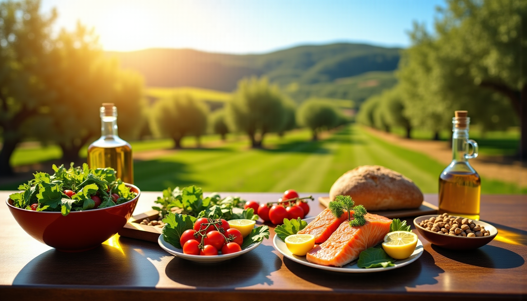 Illustration : le régime méditerranéen, riche en fruits, légumes, céréales — aliments favorisent une meilleure santé cardiaque ?