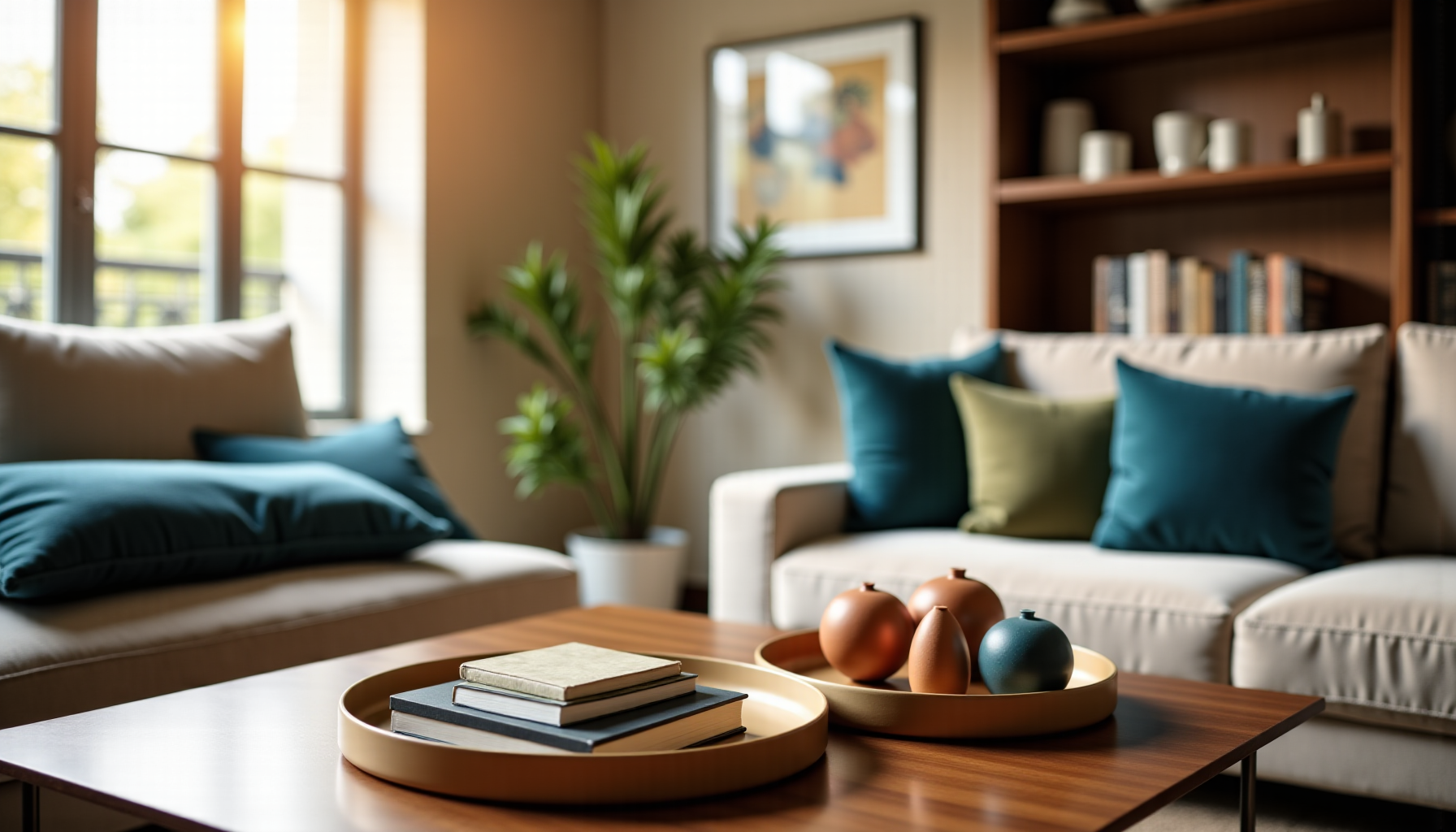 Illustration : " pour maintenir l'équilibre regroupez les petits objets — 6 astuces pour transformer votre intérieur avec style