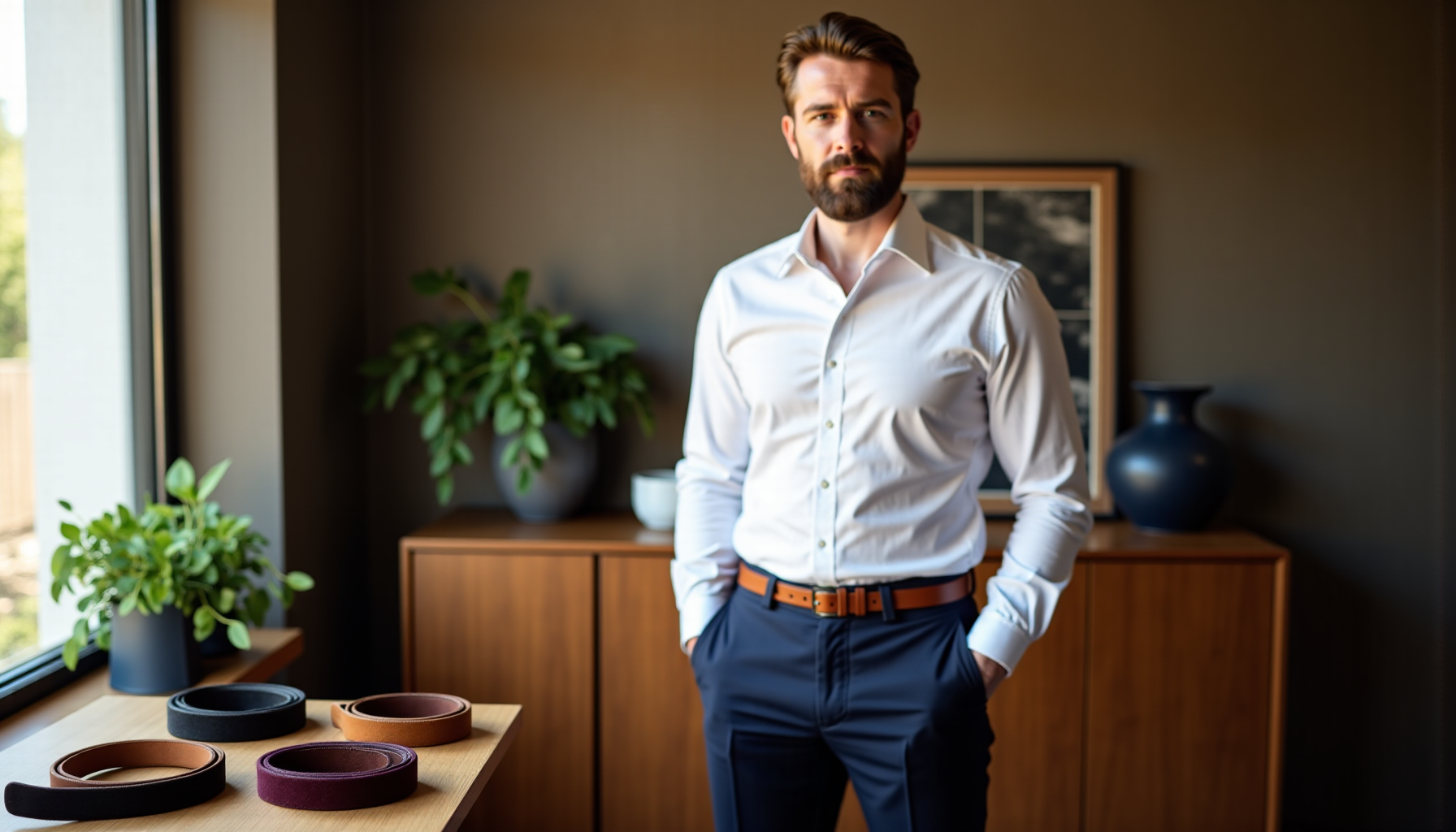 top 5 des ceintures homme à posséder absolument dans son dressing — cette cohérence chromatique crée une ligne visuelle qui
