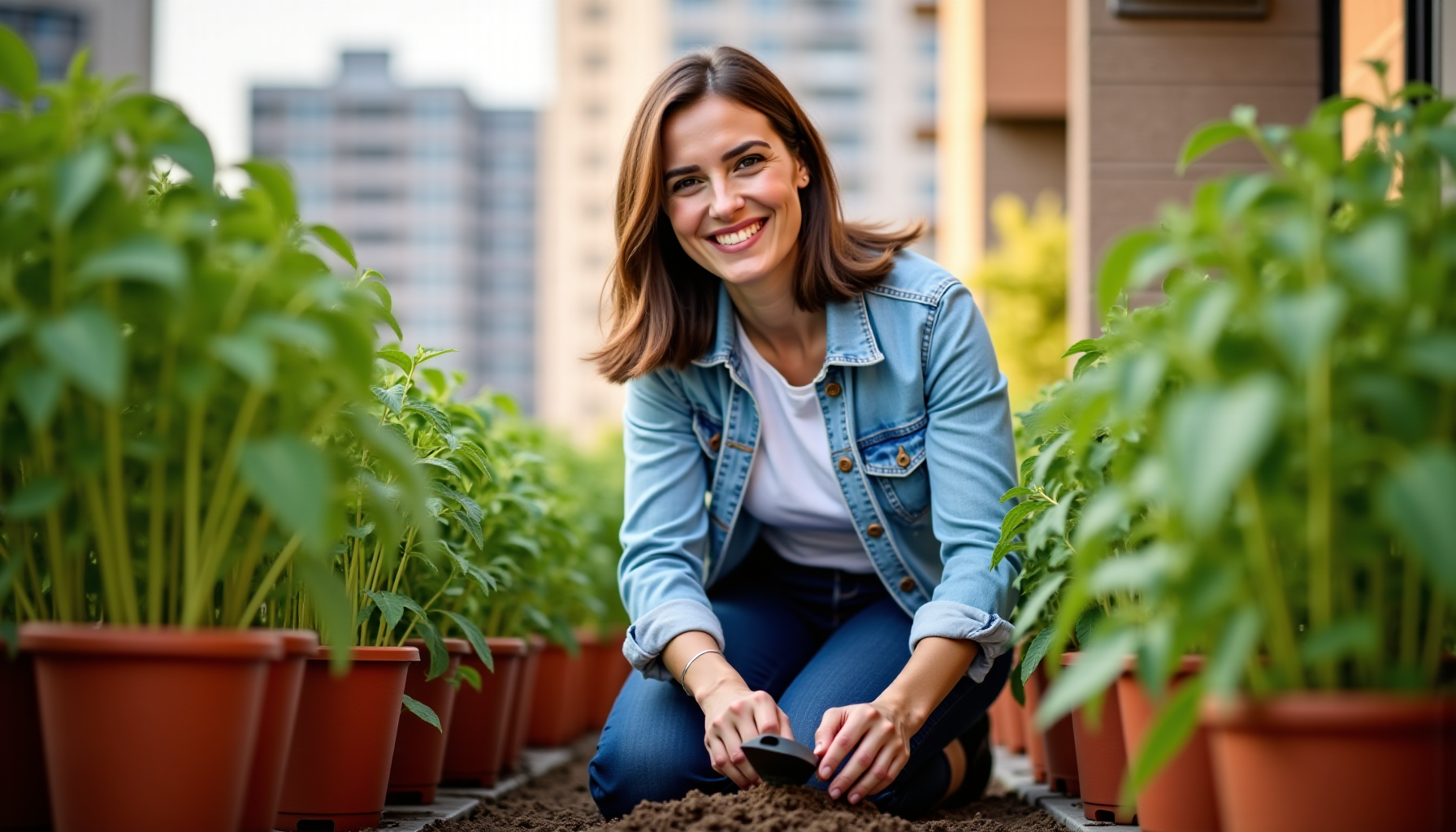 Illustration : paillez systématiquement la surface de vos pots avec — cultiver un potager urbain chez soi ?