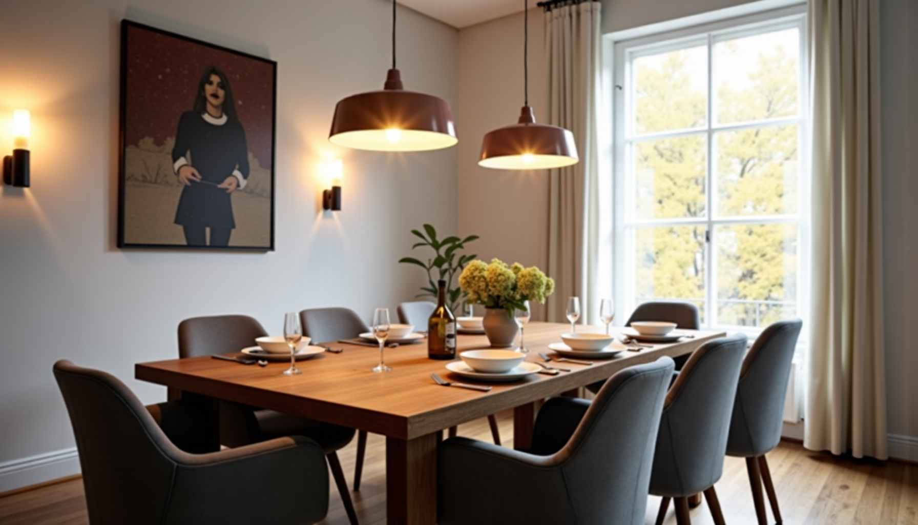 réinventez votre espace avec des idées maison inspirantes — les suspensions au-dessus d'une table à manger, les