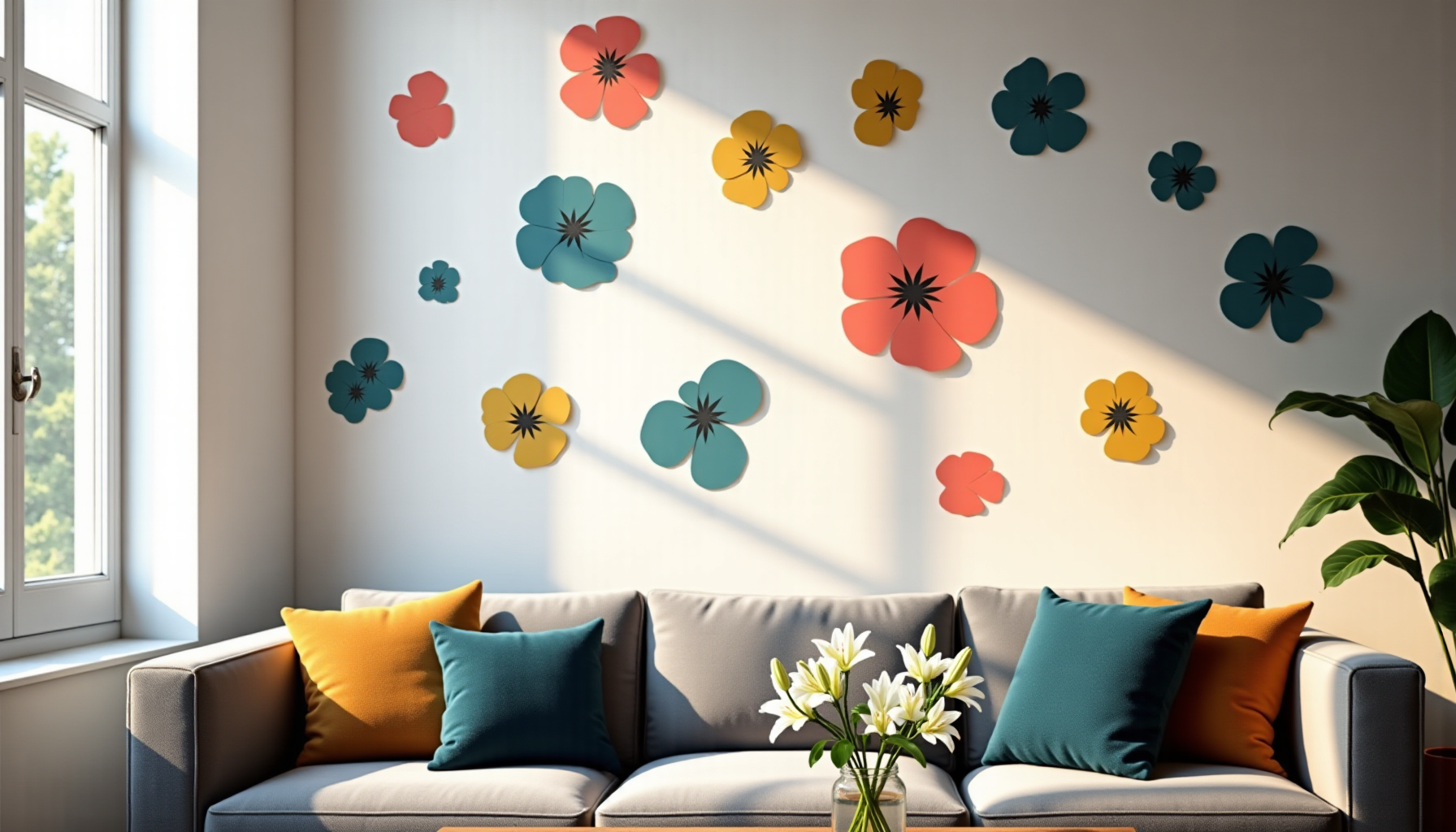 Illustration : les stickers muraux repositionnables transforment un mur blanc — améliorez votre habitat avec des astuces simples et efficaces