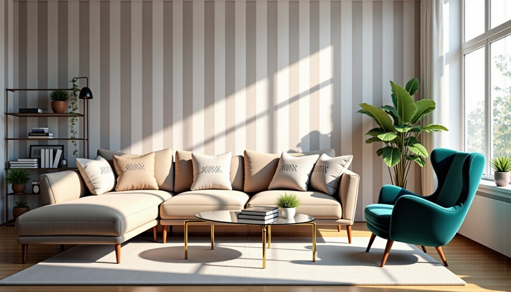 Illustration : les rayures verticales allongent visuellement une pièce, les — réinventez votre intérieur avec des idées déco