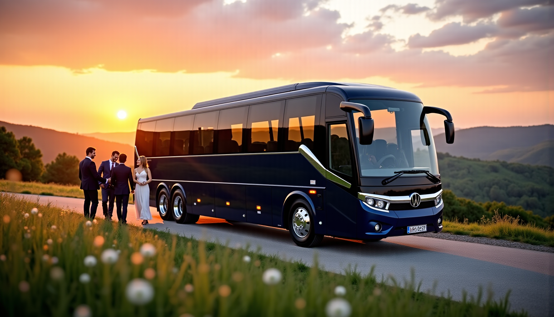 Illustration : mariages, anniversaires, enterrements de vie de célibataire : — voyage de groupe : louez un bus ou minibus avec chauffeur pour un confort total