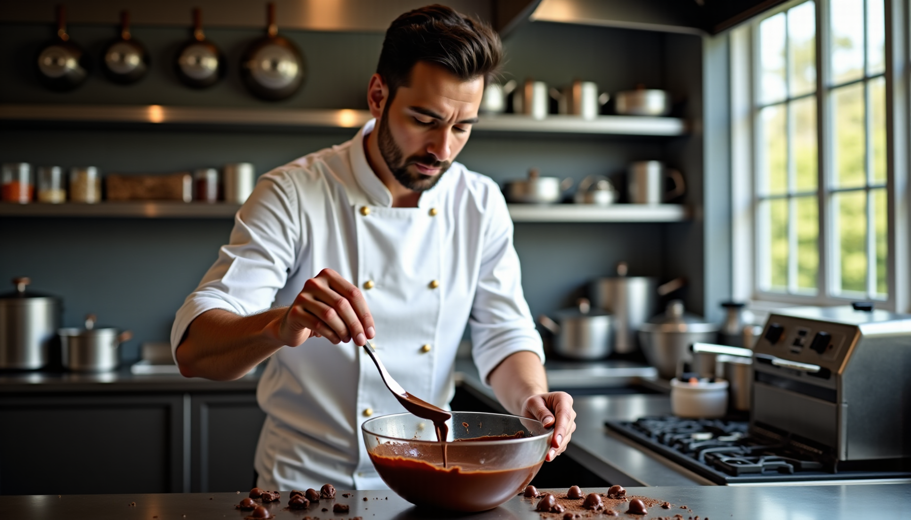 Illustration : chocolat tempéré : 31-32°c pour le chocolat noir — 7 outils indispensables pour la cuisine gastronomique