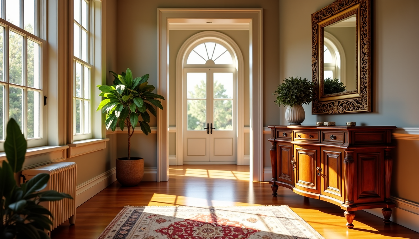 l'art qui transforme votre intérieur avec élégance artisanale — nte console en bois massif, miroir encadré main
