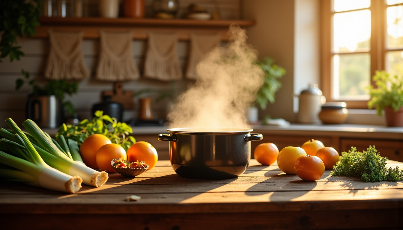 l'art de vivre : fusion entre maison et saveurs authentiques — ux, poireaux, agrumes, pommes soupes, gratins, cuissons longues