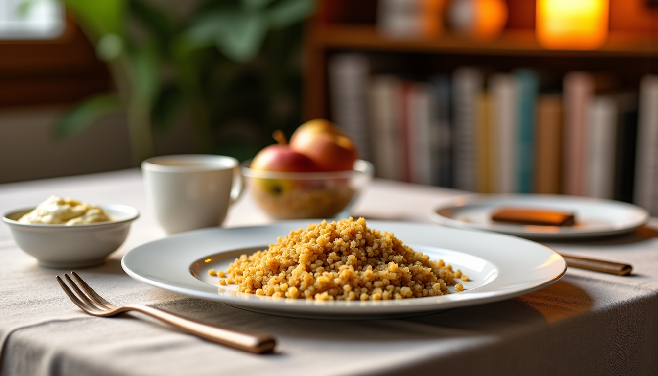 Illustration : itron accompagnement : 80 g de quinoa dessert — que manger le soir pour perdre du poids sans frustration ?