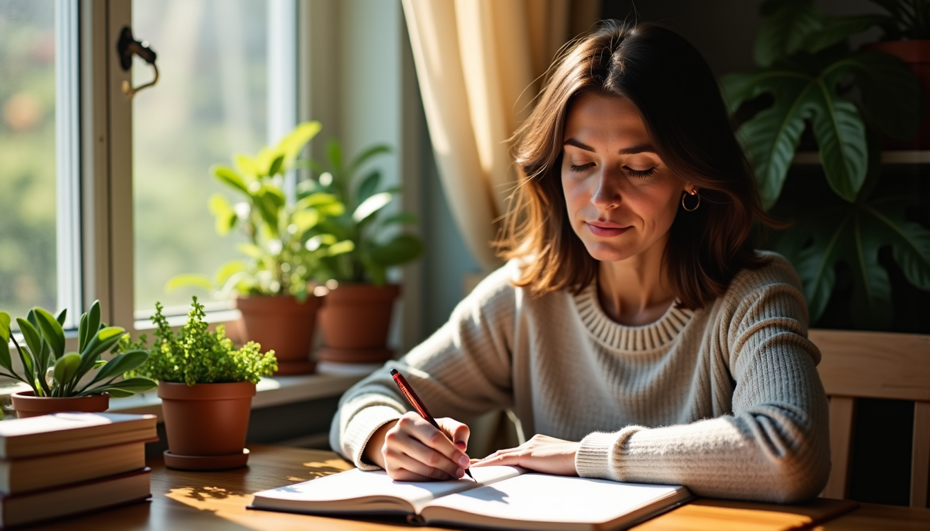 Illustration : en écrivant, vous externalisez vos préoccupations, ce qui — créer une routine apaisante qui tient dans le temps ?