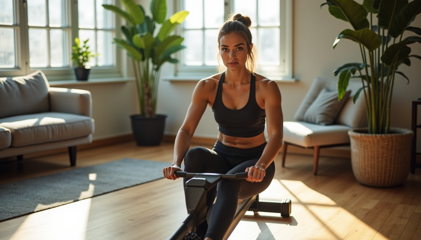 rester en forme en appartement avec un rameur pliable et compact — la capacité maximale de l'utilisateur est également un