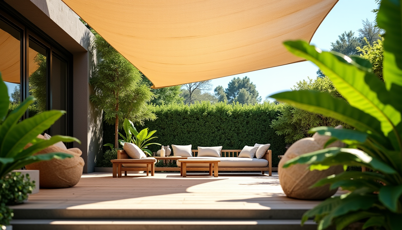 Illustration : tendue. inclinaison : une légère pente facilite l'évacuation — oile de coco : pourquoi c’est la solution la plus simple pour ombrager sa terrasse