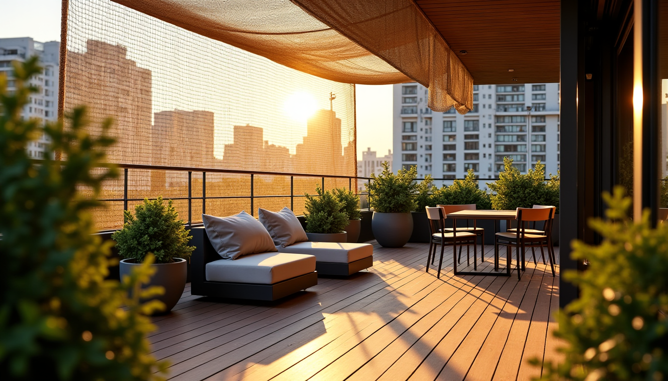 Illustration : pour trouver le modèle qui correspondra le mieux — ombre et discrétion : les avantages du filet de camouflage sur un balcon exposé