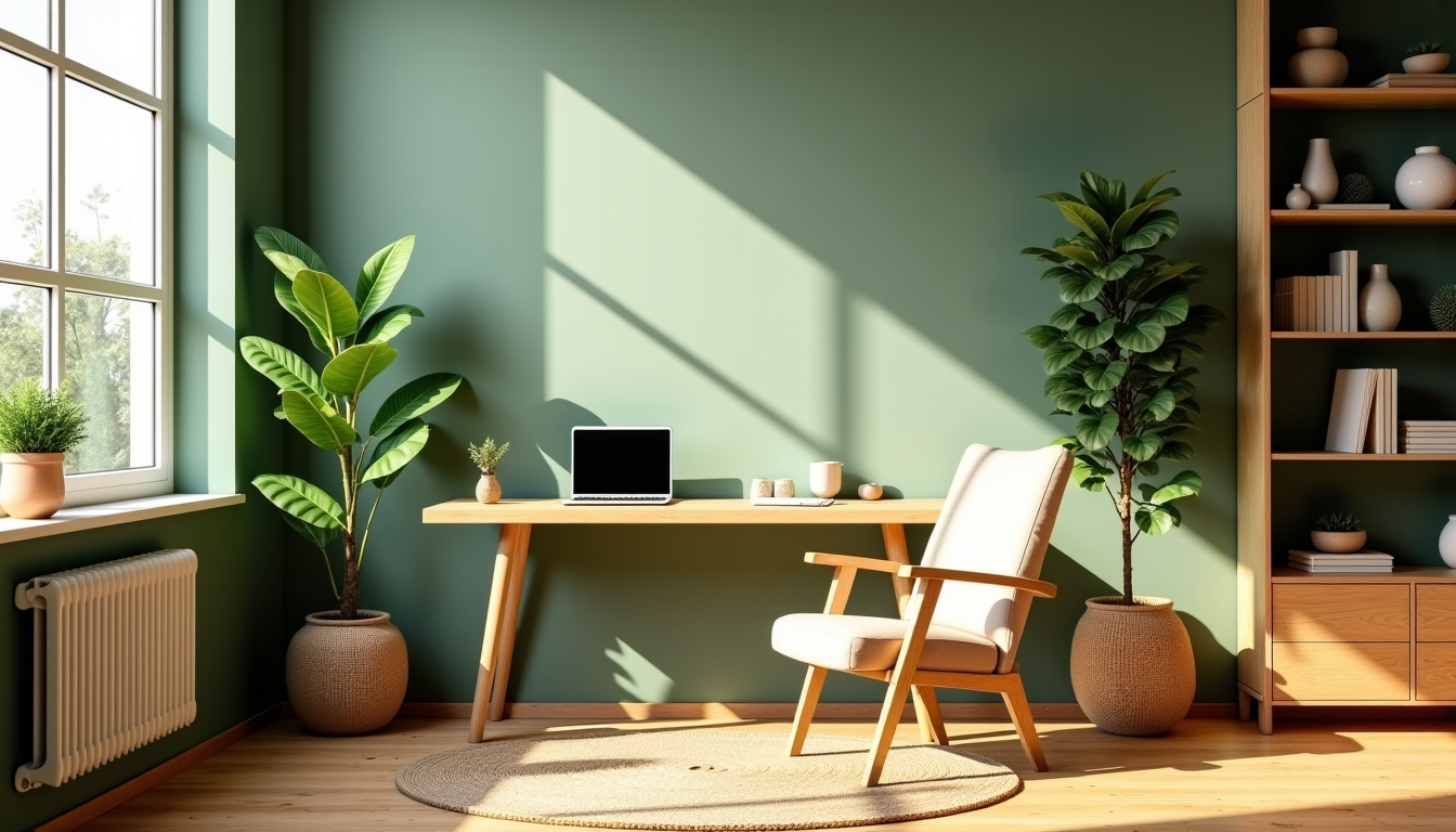 Illustration : il est idéal pour des bureaux ou des — renouveau des couleurs naturelles dans la déco