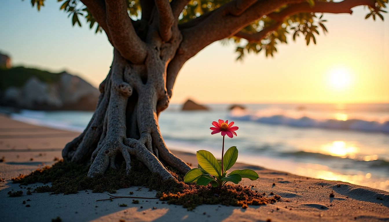 Illustration : résilience d'un arbre tordu par le vent ou — la nature réinvente-t-elle notre perception de la beauté ?