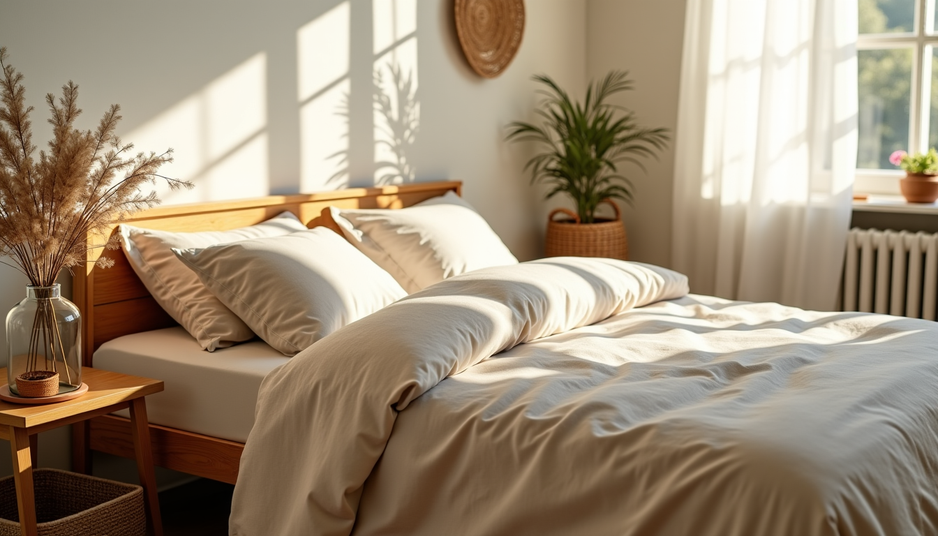 Illustration : ntiel de notre beauté et le bien-être général, — matières naturelles et bien-être : pourquoi privilégier le lin et le coton bio ?