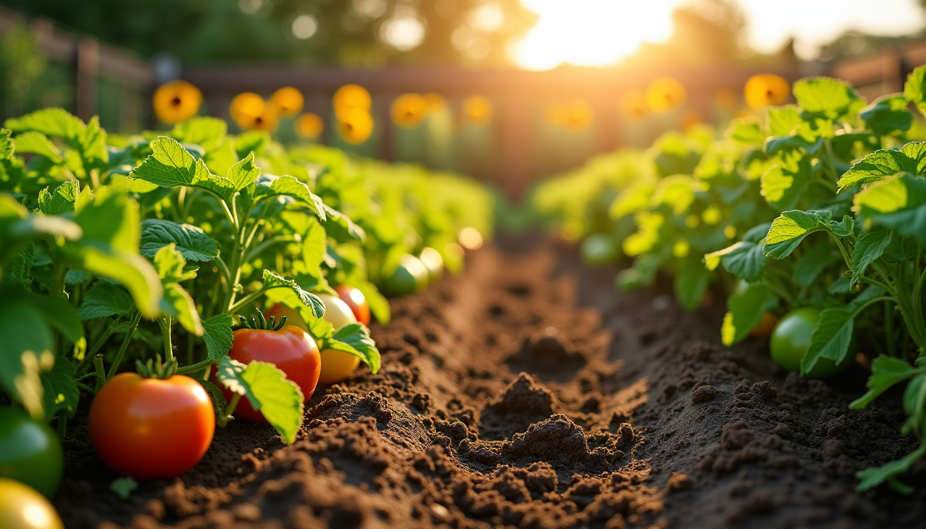 Illustration : en alternant des cultures gourmandes (tomates, courges) avec — astuces pour un sol sain et des plantes qui prospèrent