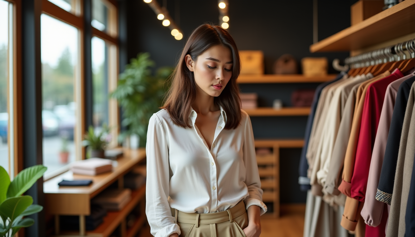 équilibre subtil entre bien-être et style vestimentaire — prendre le temps d'essayer différentes coupes, de sentir