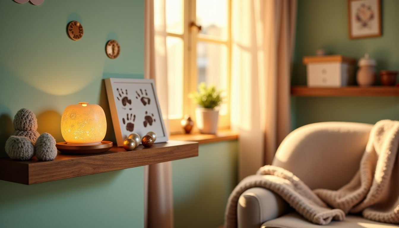 Illustration : non pertinent veilleuse gravée, kit empreintes, médaillons — idées de cadeaux de naissance pour le deuxième enfant : que choisir ?