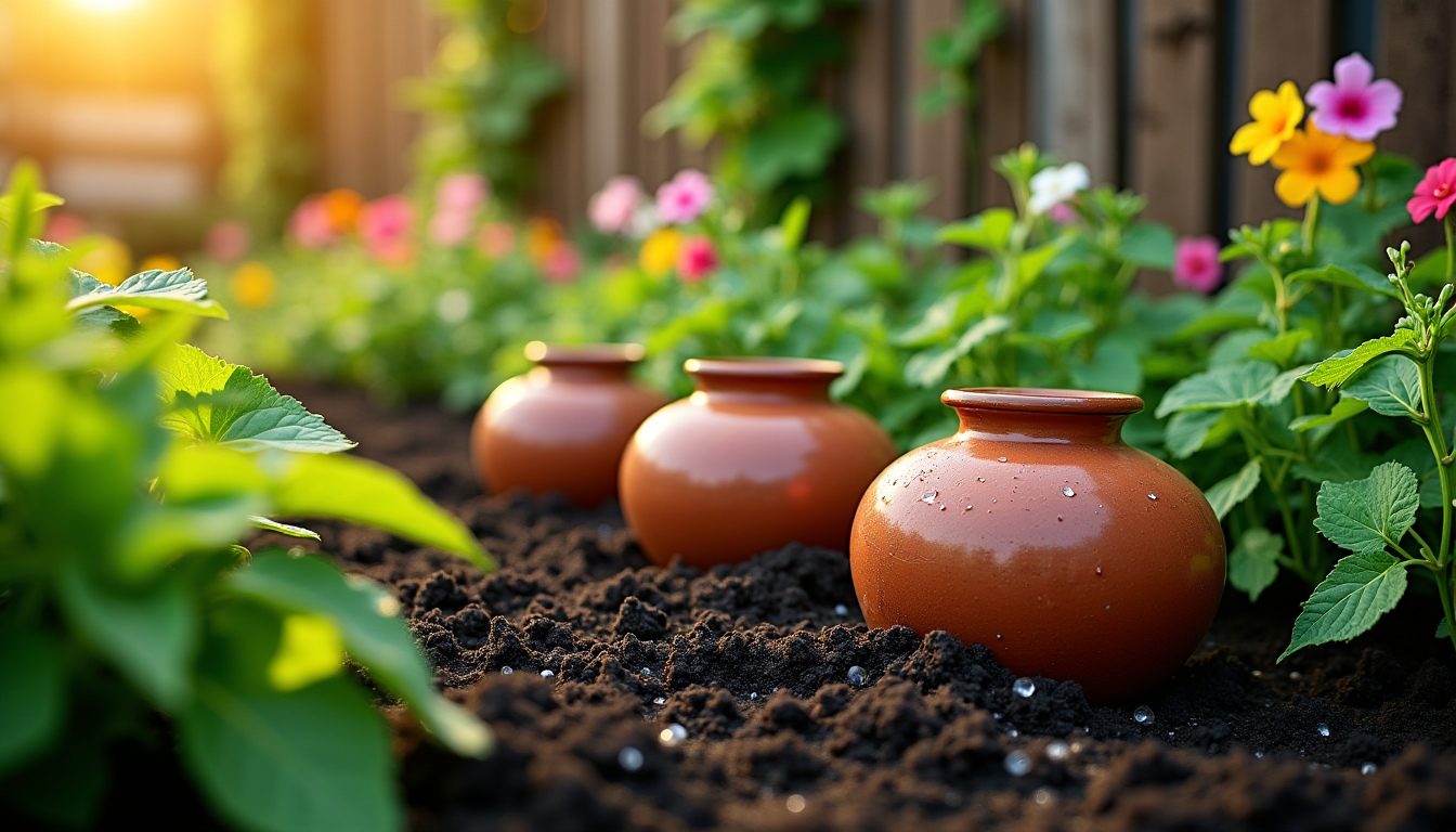 conseils pour un arrosage efficace et écologique — avec les oyas, l'eau est délivrée précisément là