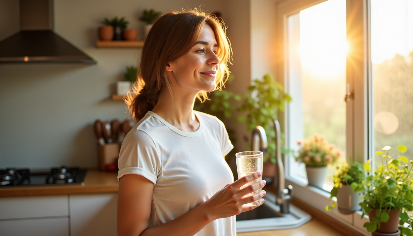 améliorez votre bien-être grâce à des habitudes simples — oins 1,5 à 2 litres d'eau par jour.