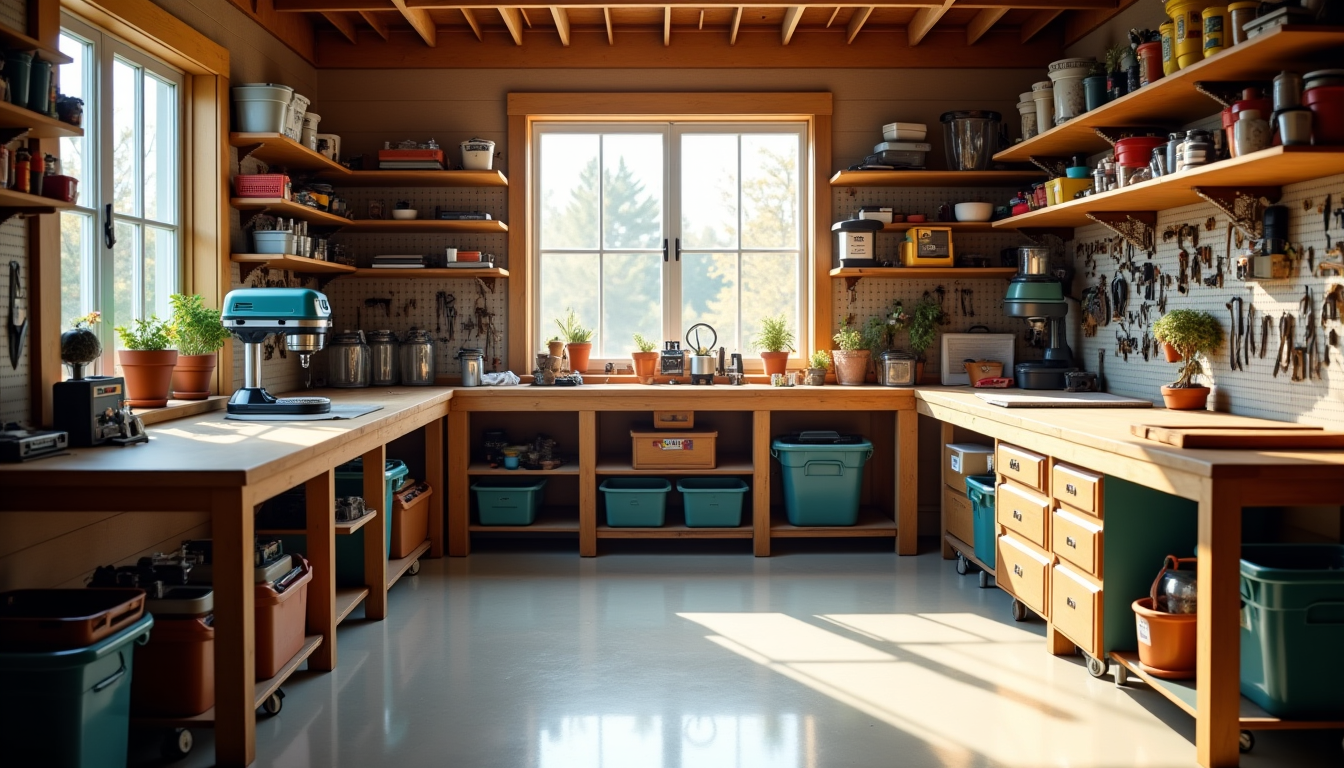 créer chez soi : astuces pour un atelier de bricolage idéal — r des tiroirs de rangement, des poubelles ou