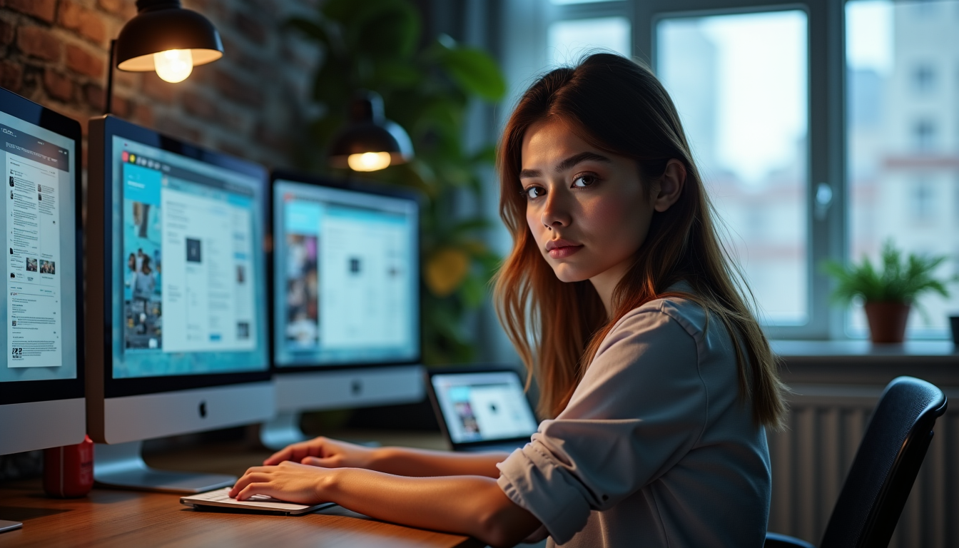 Illustration : s échanges virtuels. pression pour maintenir une image — ce que personne ne dit sur l'impact des technologies avancées