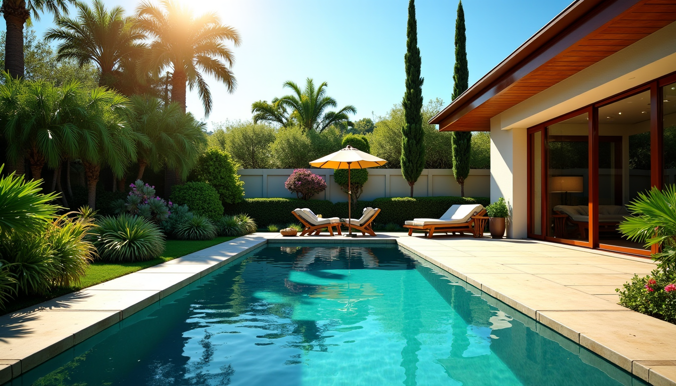 harmonie parfaite entre piscine et jardin — ces choix, combinés aux matériaux des abords, contribuent