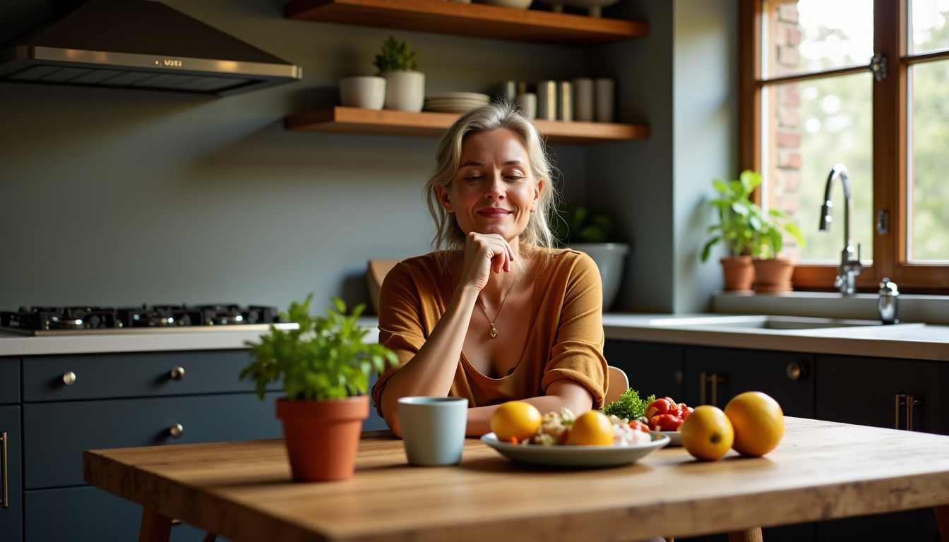 Illustration : cette pratique consiste à manger en pleine conscience, — guide pratique pour une alimentation qui nourrit corps et esprit