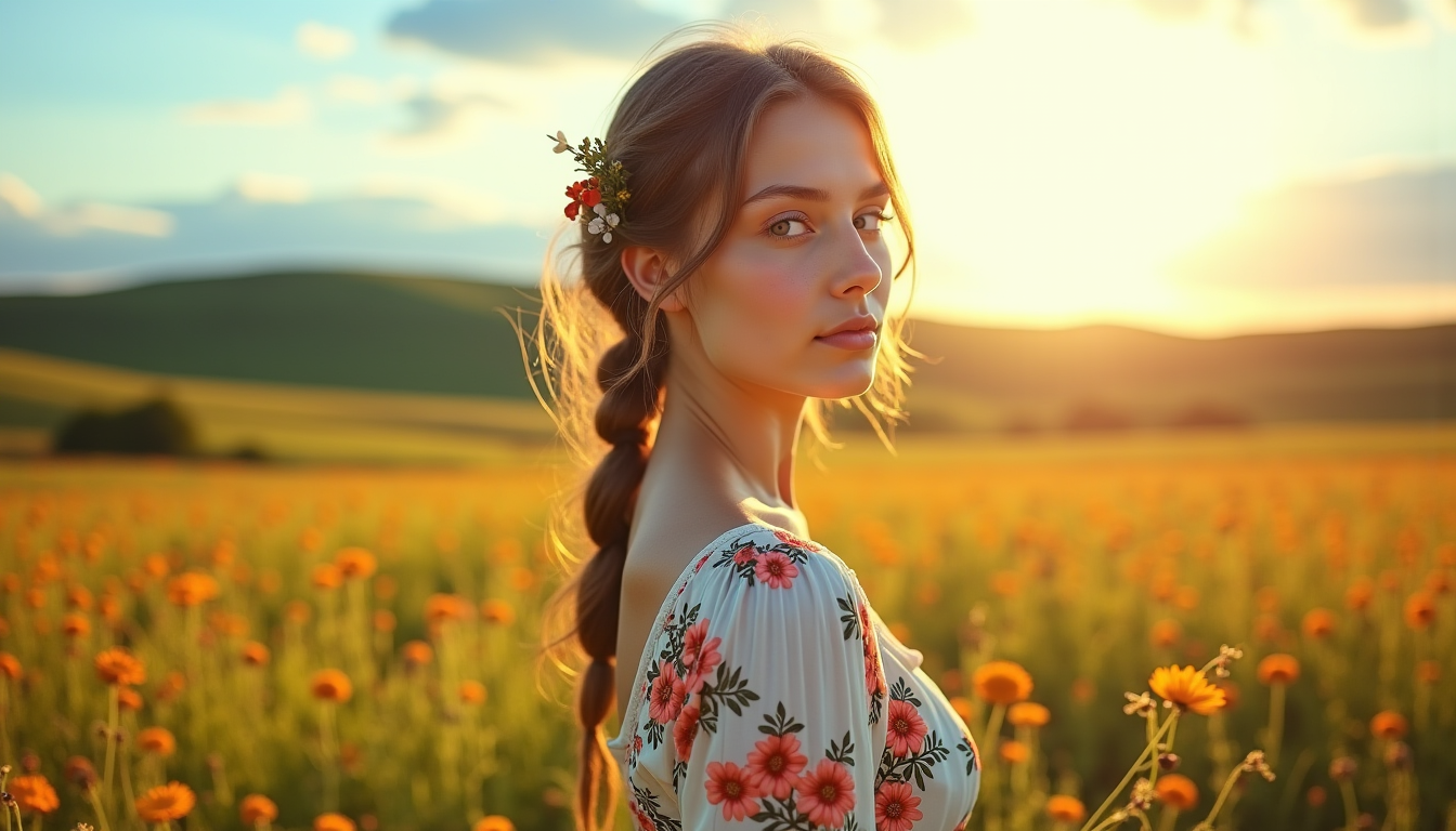 Illustration : pour la coiffure, l'objectif est de créer un — robe champêtre : comment adopter le look bucolique avec élégance ?