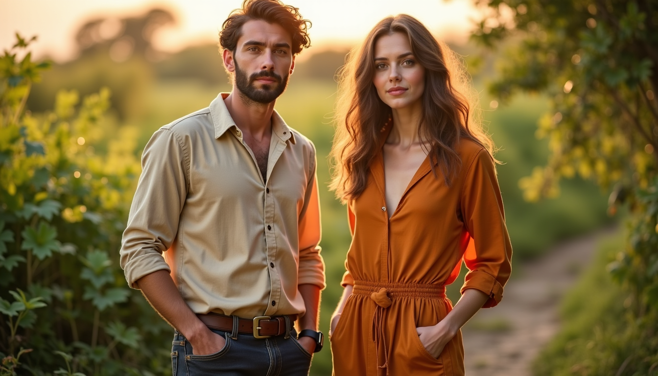 Illustration : nc, beige, jean, orange brûlé, moutarde aventure, style — porter le lin avec élégance ? 10 looks inspirants pour homme et femme