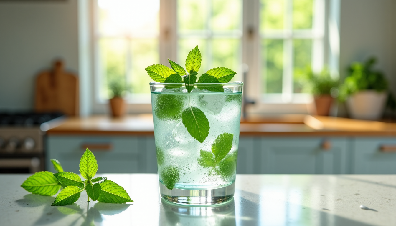 Illustration : les feuilles de menthe. laissez infuser au réfrigérateur — créer des boissons maison : astuces et recettes savoureuses