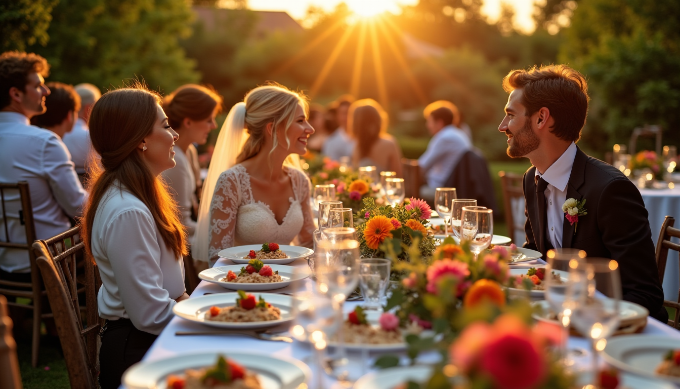 Illustration : le repas est un moment de partage et — créez le mariage de vos rêves