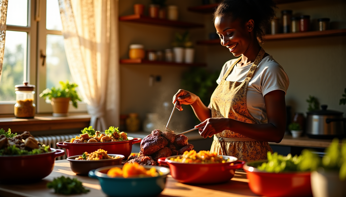 saveurs authentiques de l'afrique en cuisine maison — ières. le poulet, le bœuf et la chèvre